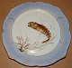 Royal Copenhagen Fish Blue Fish Plate in overglaze with Fish Relief Border. This 
is the early model