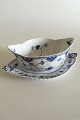 Royal Copenhagen Blue Fluted Full Lace Sauceboat with attached underplate No 
1105