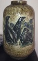 Huge Royal Copenhagen Jørgensen Morgensen Stoneware Vase with Birds No 22250