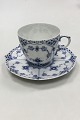 Royal Copenhagen Blue Fluted Full Lace Coffee Cup and Saucer No 1035