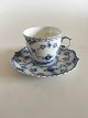 Royal Copenhagen Blue Fluted Full Lace Espresso Cup with Saucer No 1037