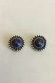A pair of ear Clips in Sterling Silver with Lapis Lazuli with Swedish silver 
marks