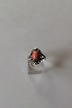 Georg Jensen Sterling Silver Ring with Pink Colored Stone / coral  No 21