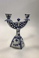 Royal Copenhagen Blue Fluted Full Lace Two-Armed Candelabra No 1169