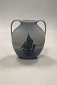 Royal Copenhagen Vase with Two Handles No 1226/227 with Sailboat Motif