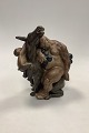Kai Nielsen Stoneware Figurine no. 4026 Sleeping Bacchus and Climbing Faun on a 
Donkey