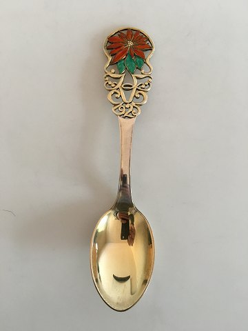 A. Michelsen Christmas Spoon 1925  Gilded Sterling Silver with Enamel