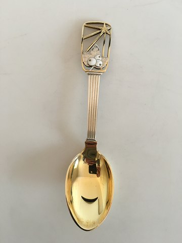 A. Michelsen Christmas Spoon 1938 Gilded Sterling Silver with Enamel