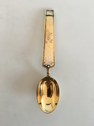 A. Michelsen Christmas Spoon 1947 Gilded Sterling Silver with Enamel