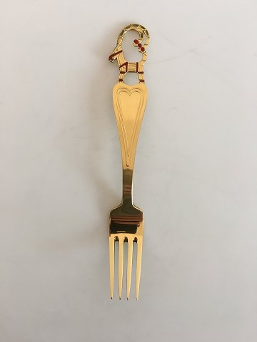 A. Michelsen Christmas Fork 1948 Gilded Sterling Silver with Enamel