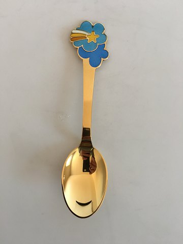 A. Michelsen Christmas Spoon 1975  Gilded Sterling Silver with Enamel