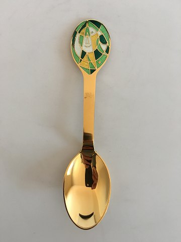 A. Michelsen Christmas Spoon 1980 Gilded Sterling Silver with Enamel