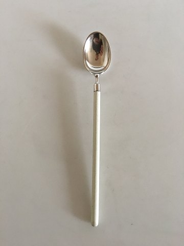 Hans Hansen Amalie Ice Tea Spoon in Sterling Silver with White Handle