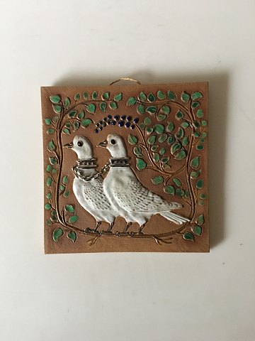 Aluminia Jeanne Grut Art Relief with pigeons