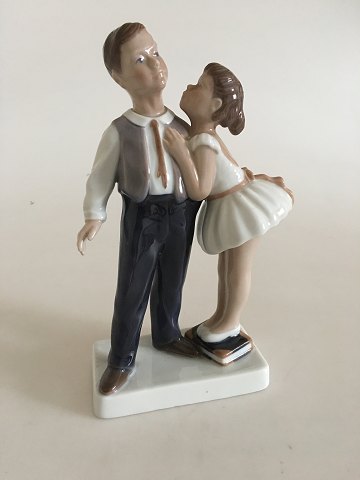 Lyngby Porcelain Figurine Boy and Girl. Pardon me No 93