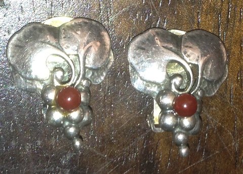 Georg Jensen Sterling Silver Annual Ear Clips with stones