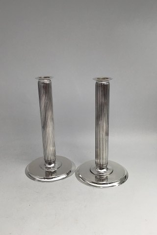 Pair of Georg Jensen Sigvard Bernadotte Sterling Silver Candlesticks No 855E
