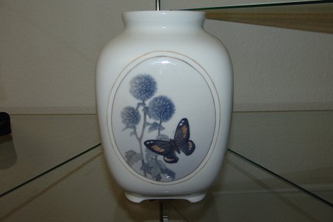 Royal Copenhagen Unique Vase by Else Hasselriis from 1914 with butterflies and 
moth