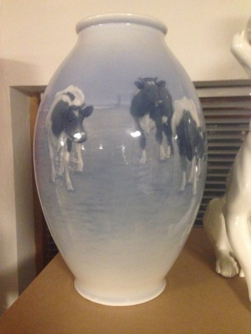 Royal Copenhagen Art Nouveau Unique vase with cows and farm boy by Gotfred Rode 
from 1932