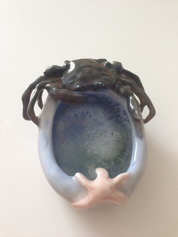 Royal Copenhagen Art Nouveau Crystalline Dish with Crab and seastar