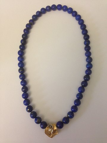 Ole Lynggaard Lapis Lazuli Perl necklace with 18K gold pendent and .10 diamond