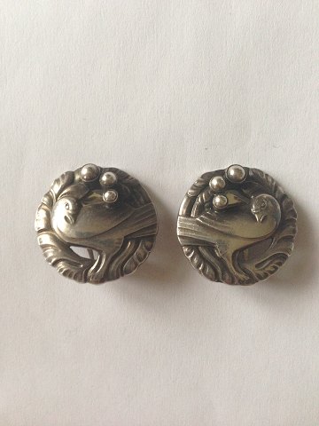 Georg Jensen Sterling Silver Earclips with silverstoons