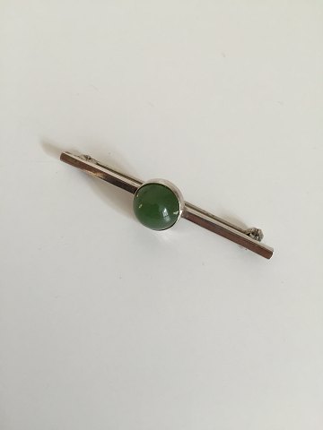 Georg Jensen Sterling Silver Brooch with green stone