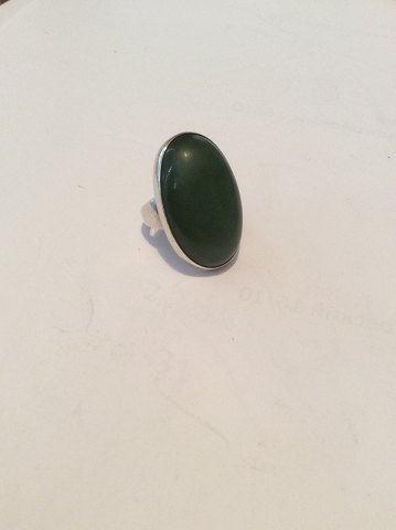 Georg Jensen Sterling Silver Ring with Green Stone No 90B