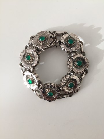 Georg Jensen Sterling Silver Bracelet with Green Stones No 36