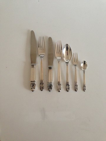 Georg Jensen Acorn Sterling Silver Flatware set for 6 persons  42 pieces with 
old marks