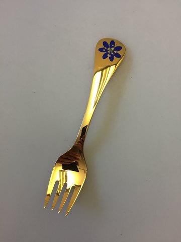 Georg Jensen Annual Fork 1986 in gilded Sterling Silver with enamel