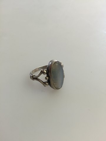 Georg Jensen Sterling Silver Ring No 8 Ornamented with Moonstone