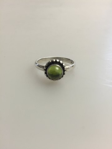 Georg Jensen Sterling Silver Ring No 9B with Clear Green Stone