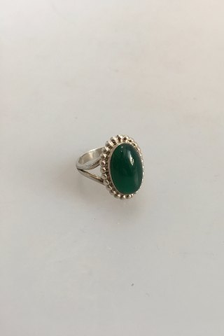 Georg Jensen Silver Ring No 9 with Green Agate