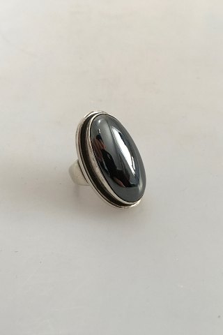 Georg Jensen Sterling Silver Ring No 46E ornamented with Hematite