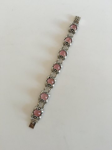 N.E. From Bracelet in Sterling Silver with Pink Quartz Stones