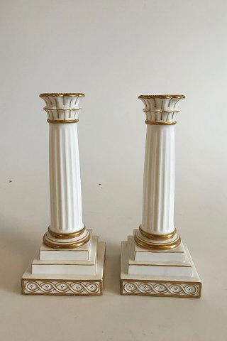 Pair of Royal Copenhagen Column Shaped Candlesticks