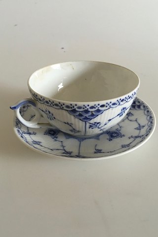 Royal Copenhagen Blue Flute Half Lace Large Tea Cup and Saucer No 656