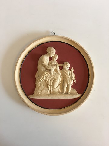 P. Ipsens Terracotta plate Maria with Jesus and Johannes No 120