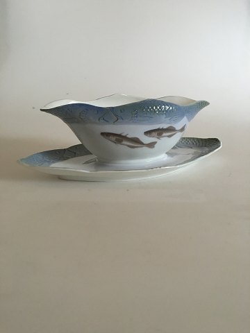 Royal Copenhagen Art Nouveau Gravy Boat with Fish border No 3003.