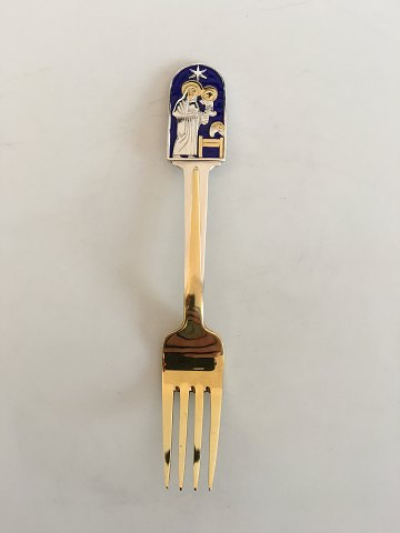 A. Michelsen Christmas Fork 1934 Gilded Sterling Silver with Enamel