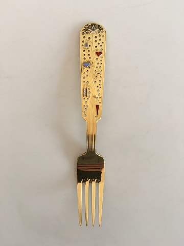 A. Michelsen Christmas Fork 1939 Gilded Sterling Silver with Enamel