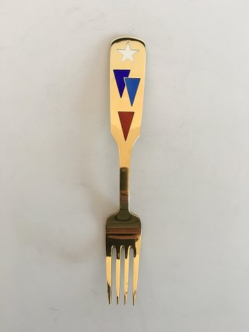 A. Michelsen Christmas Fork 1954 Gilded Sterling Silver with Enamel
