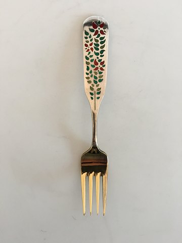 A. Michelsen Christmas Fork 1955 Gilded Sterling Silver with Enamel