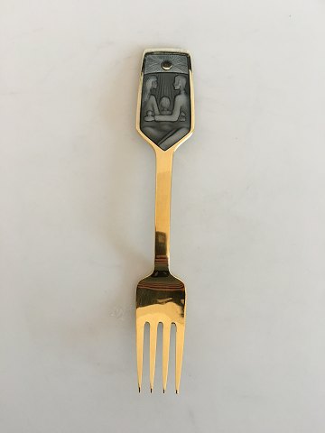 A. Michelsen Christmas Fork 1973 Gilded Sterling Silver with Enamel