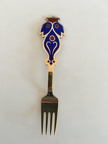A. Michelsen Christmas Fork 1974 Gilded Sterling Silver with Enamel