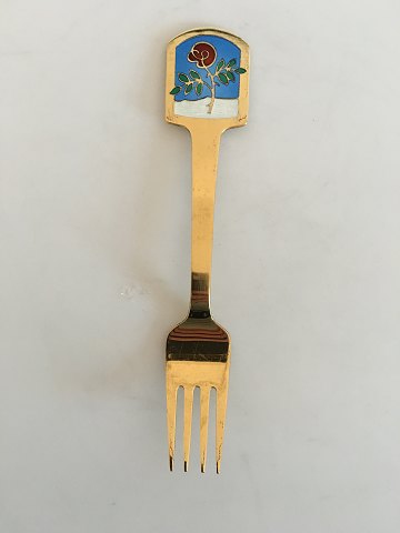 A. Michelsen Christmas Fork 1977 Gilded Sterling Silver with Enamel
