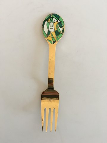 A. Michelsen Christmas Fork 1980 Gilded Sterling Silver with Enamel