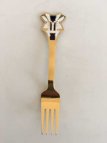 A. Michelsen Christmas Fork 1991 In Gilded Sterling Silver with Enamel