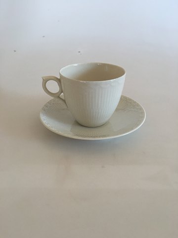 Royal Copenhagen White Half Laced Coffee Cup and Saucer